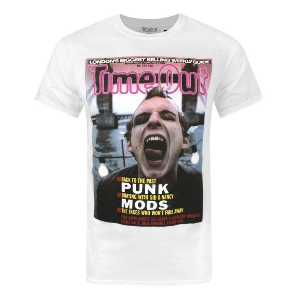 Time Out Mens Punk Face T-Shirt / White